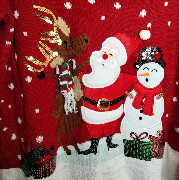 Karen Scott Plus Size Singing Santa Embellished Red Christmas Sweater Size 0X - Picture 2 of 8